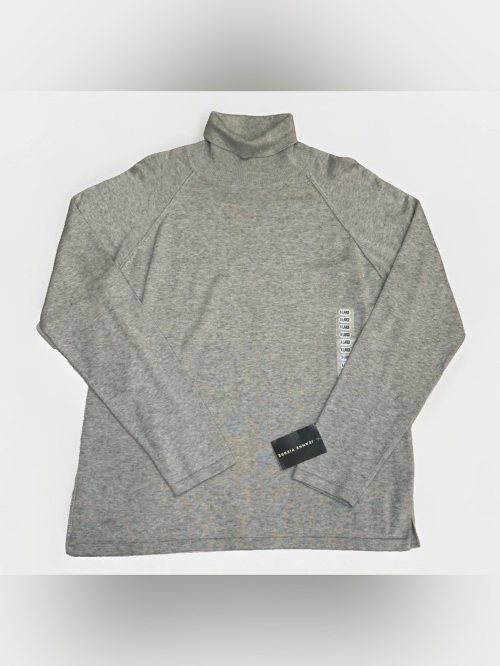 NEW Jeanne Pierre Women's Gray Solid Turtleneck Pullover Sweater Cotton Size XL